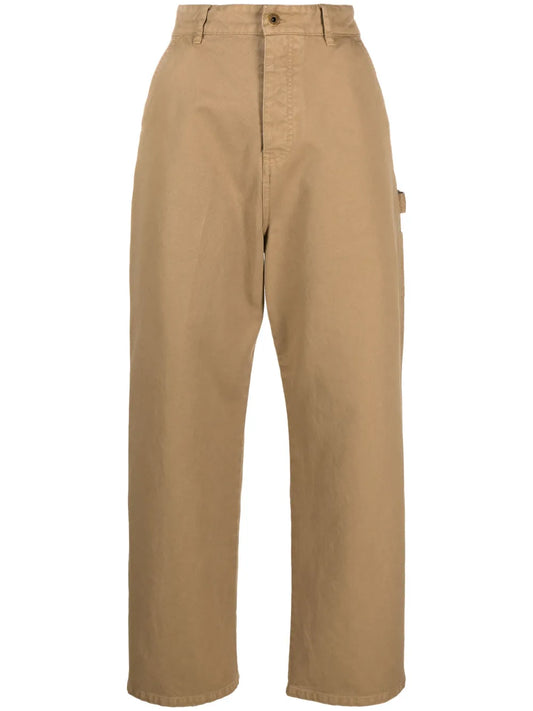 Logo-Patch Straight-Leg Cotton Trousers