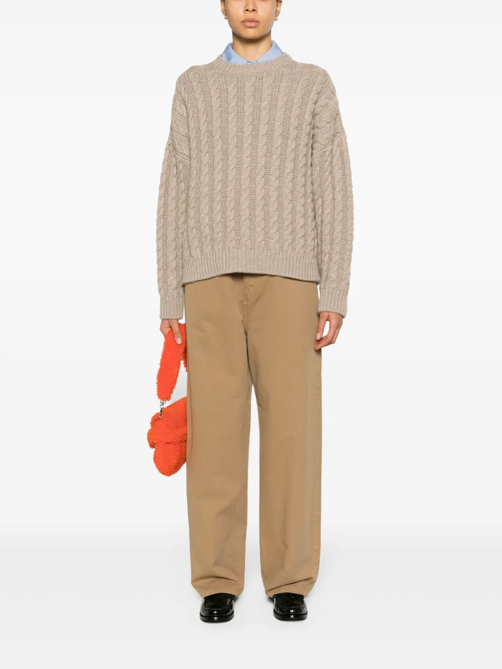 Logo-Patch Straight-Leg Cotton Trousers