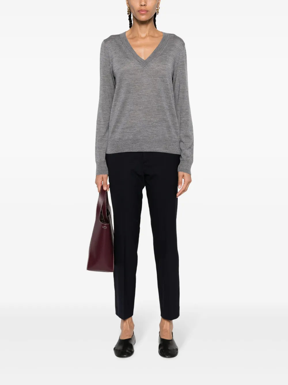 V-Neck Fine-Knit Jumper