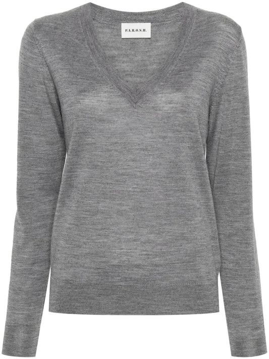 V-Neck Fine-Knit Jumper