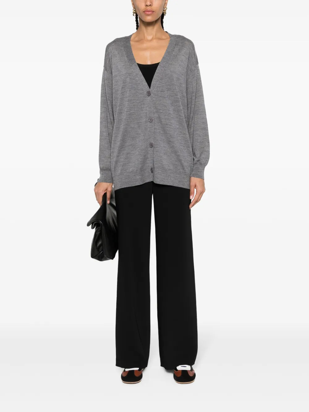 V-Neck Fine-Knit Cardigan