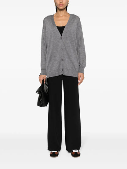 V-Neck Fine-Knit Cardigan