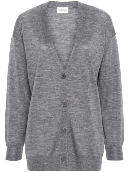V-Neck Fine-Knit Cardigan