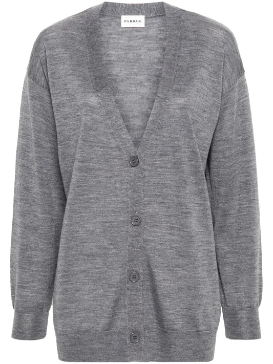 V-Neck Fine-Knit Cardigan