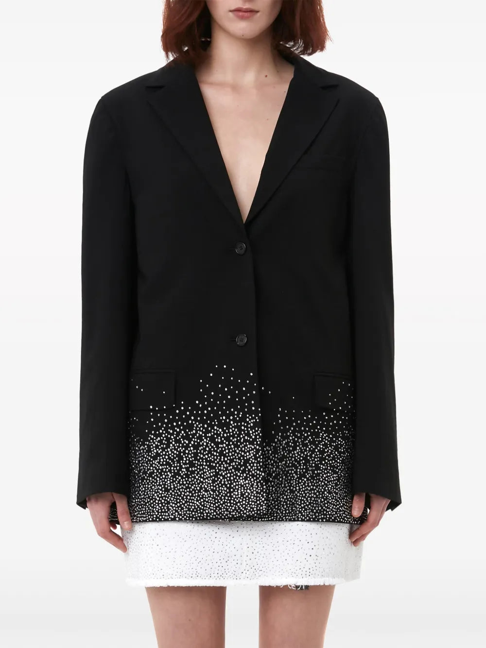 Crystal-Embellished Single-Breasted Blazer