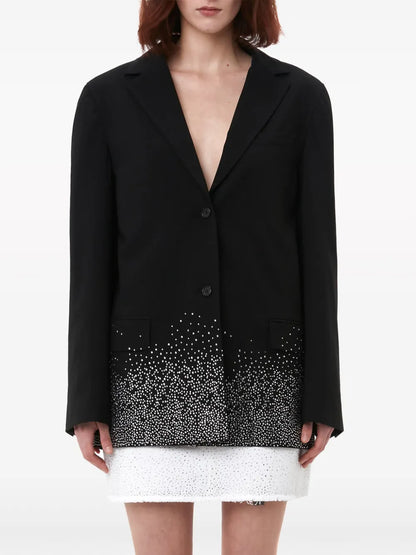Crystal-Embellished Single-Breasted Blazer