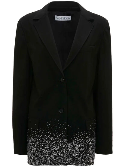 Crystal-Embellished Single-Breasted Blazer