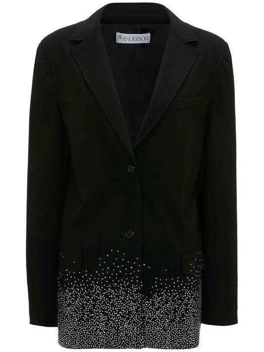 Crystal-Embellished Single-Breasted Blazer
