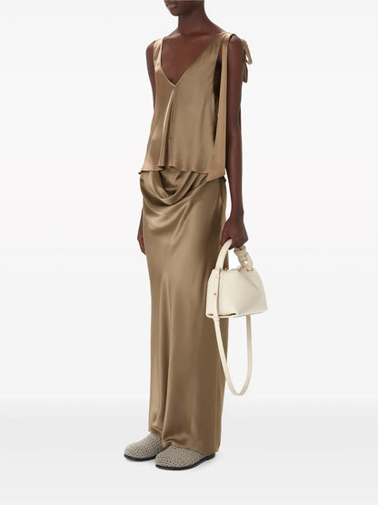 Cowl-Effect Silk Maxi Skirt