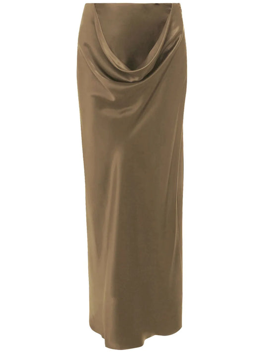 Cowl-Effect Silk Maxi Skirt