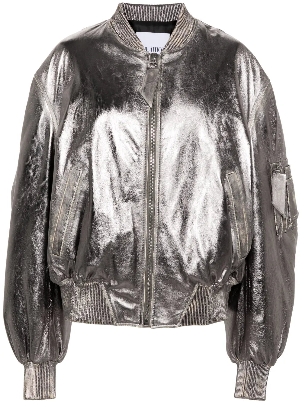 Anja Metallic Leather Bomber Jacket