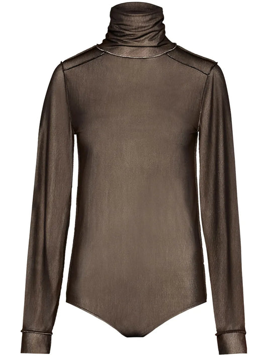 Sheer Long-Sleeve Jersey Bodysuit