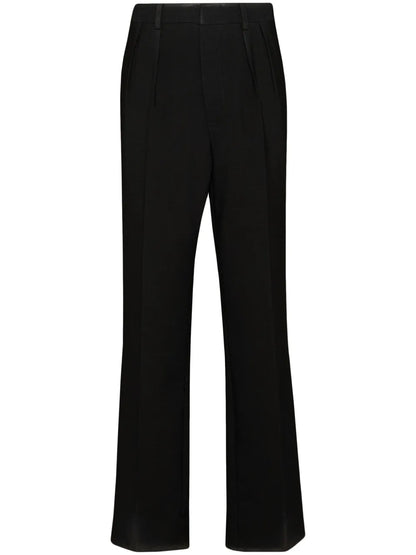 Straight-Leg Gabardine Wool Trousers