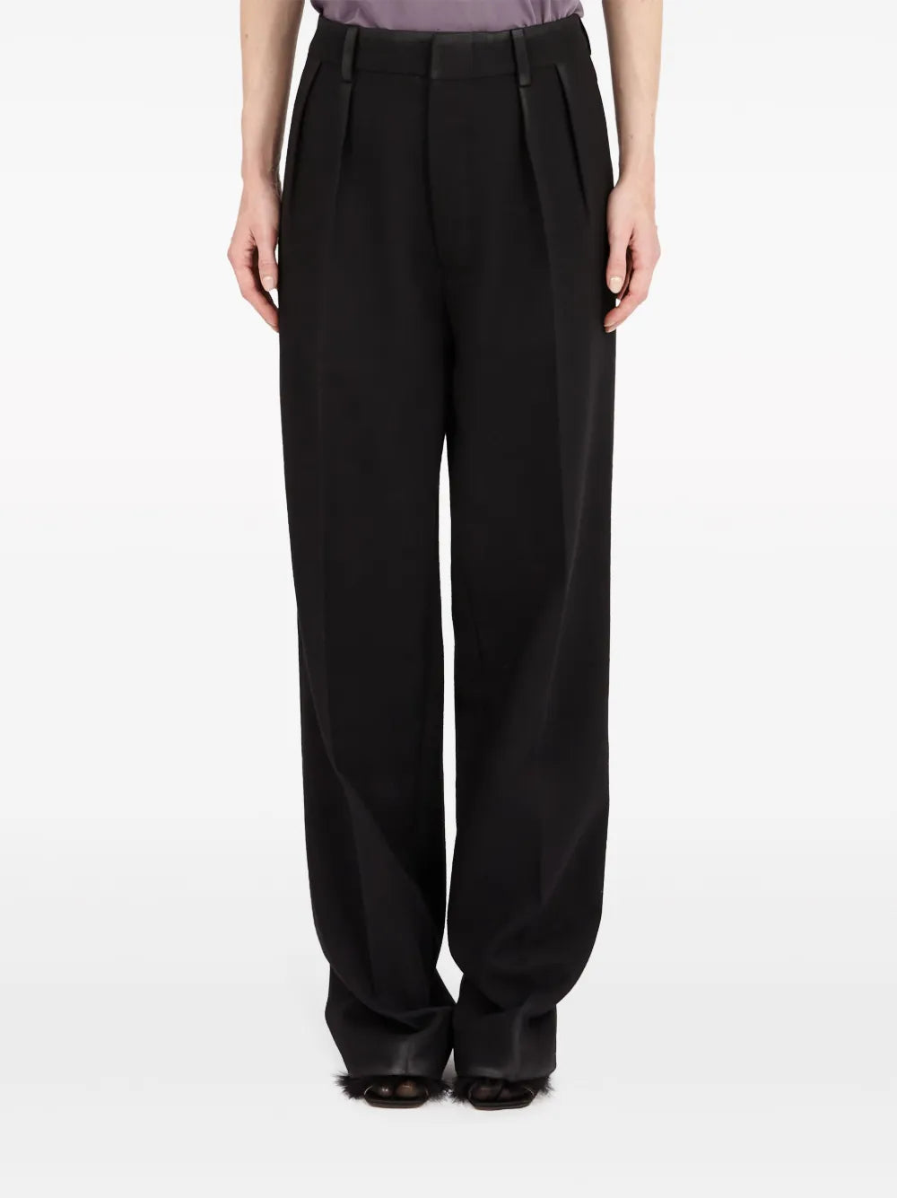 Straight-Leg Gabardine Wool Trousers