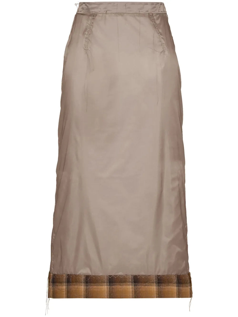 Checked-Trim Semi-Sheer Skirt