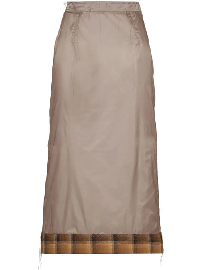 Checked-Trim Semi-Sheer Skirt