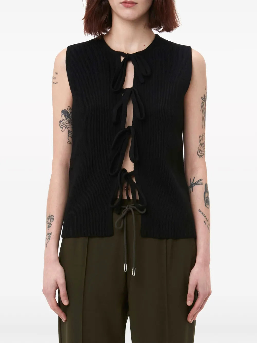 Bow-Tie Ribbed Tank Top