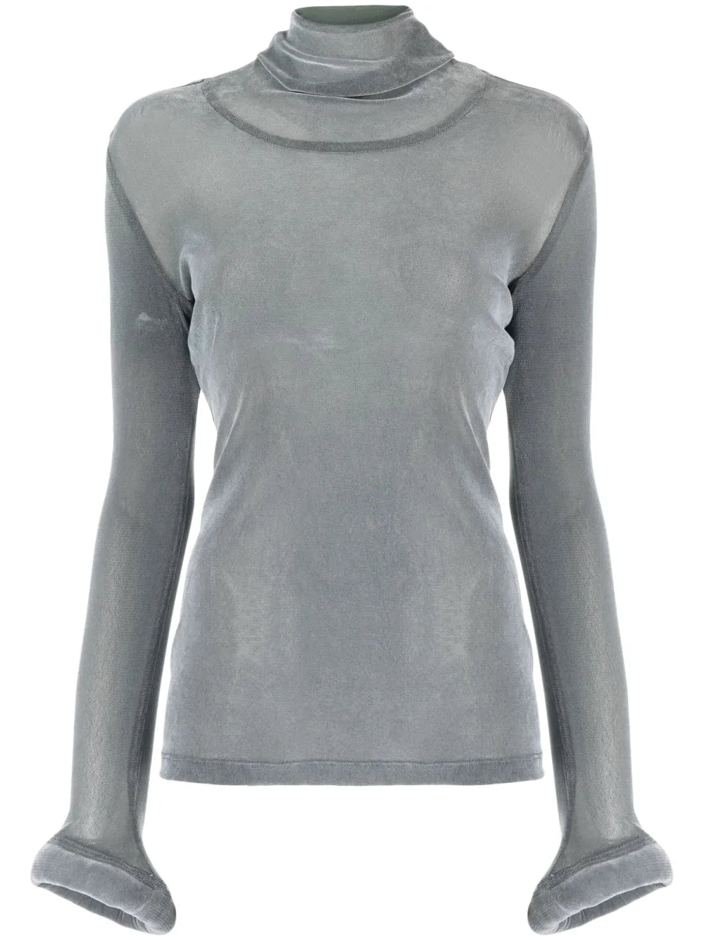 Circle-Cuff Sheer Top