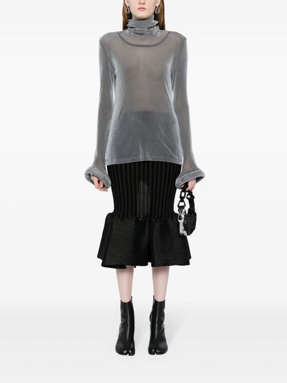 Circle-Cuff Sheer Top