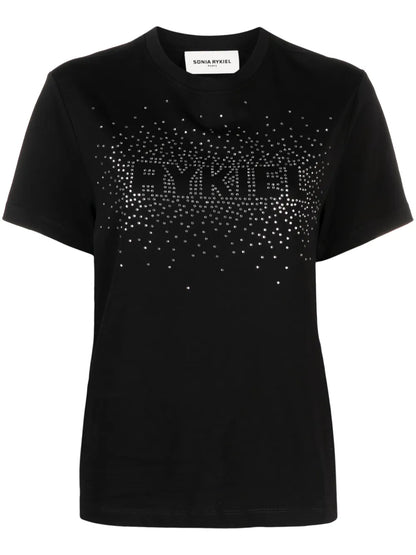 Beaded-Logo Cotton T-Shirt