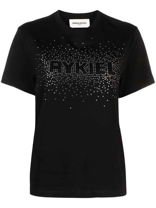 Beaded-Logo Cotton T-Shirt
