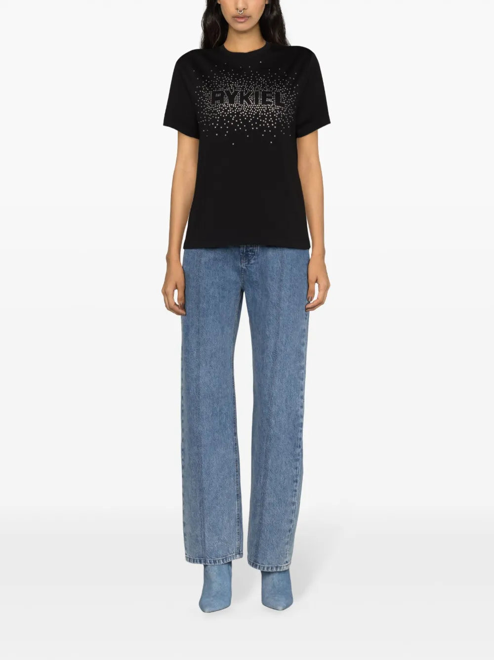 Beaded-Logo Cotton T-Shirt