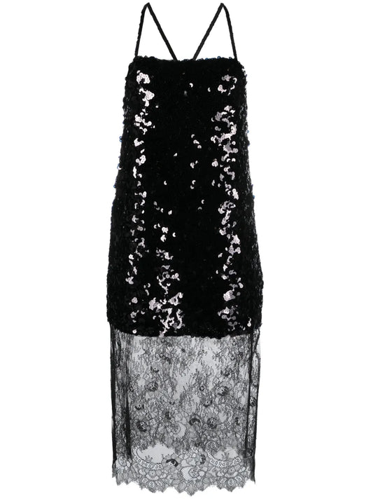 Sequinned Midi Slip Dress