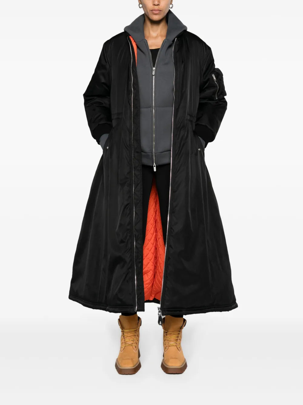 Gabardine Flared Padded Coat