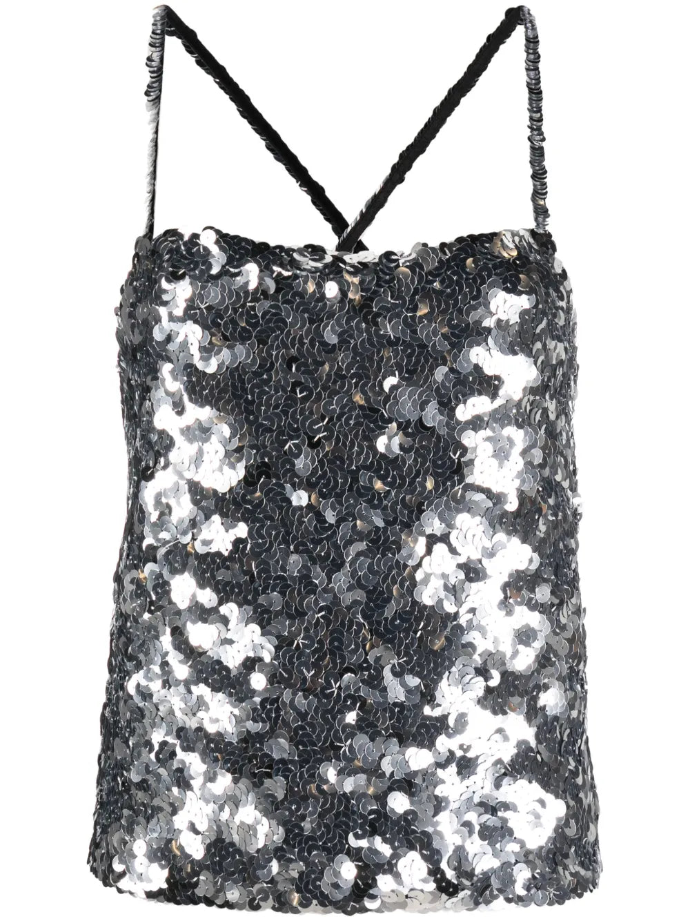 Sequinned Square-Neck Tank Top