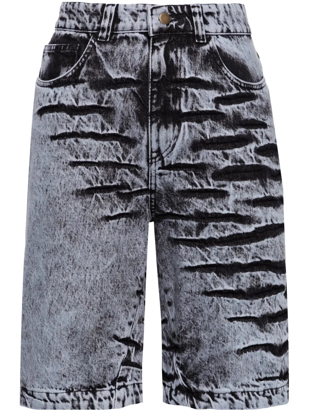 Bleach-Wash Denim Shorts