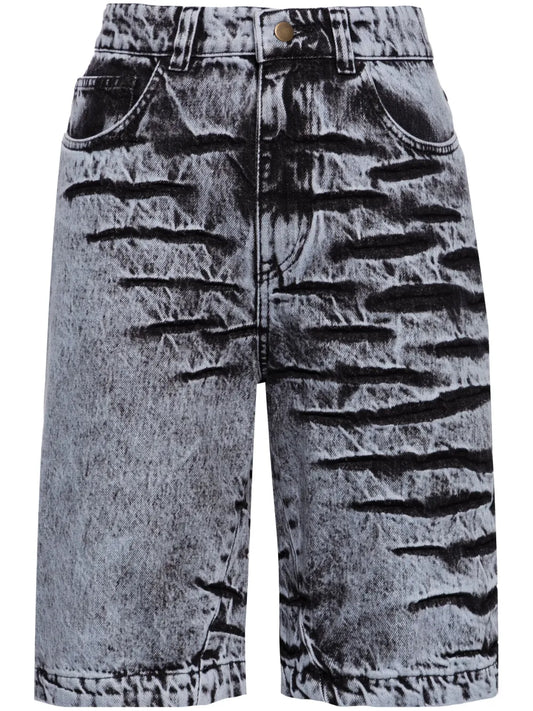 Bleach-Wash Denim Shorts