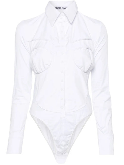 Classic-Collar Poplin Bodysuit