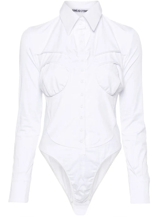 Classic-Collar Poplin Bodysuit