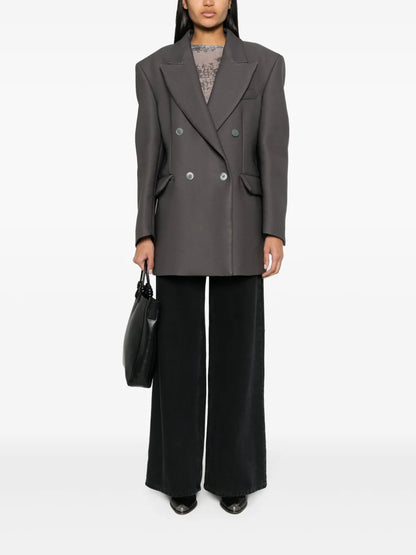 Peak-Lapel Double-Breasted Blazer
