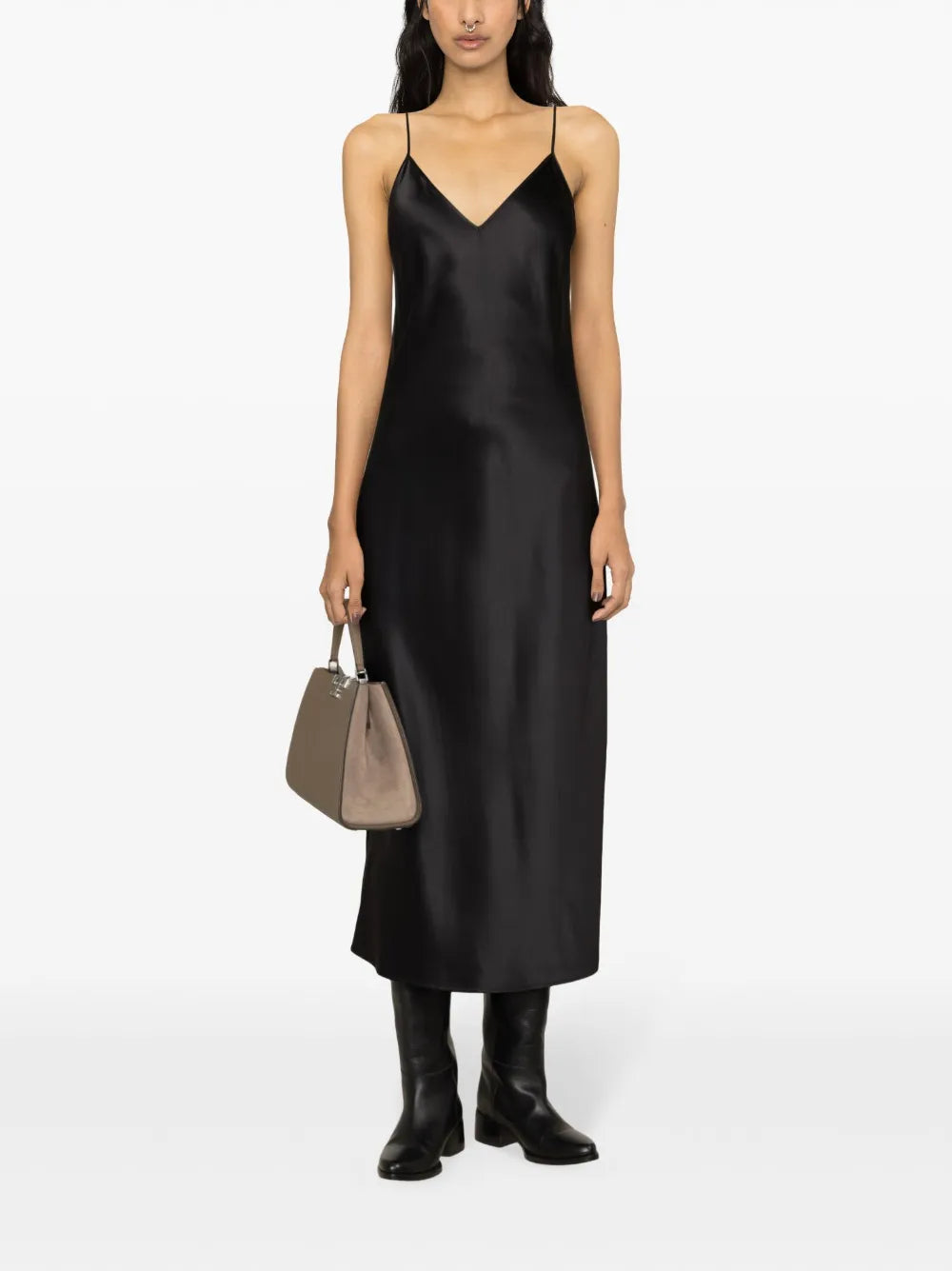 Clea Silk Satin Flared Dress