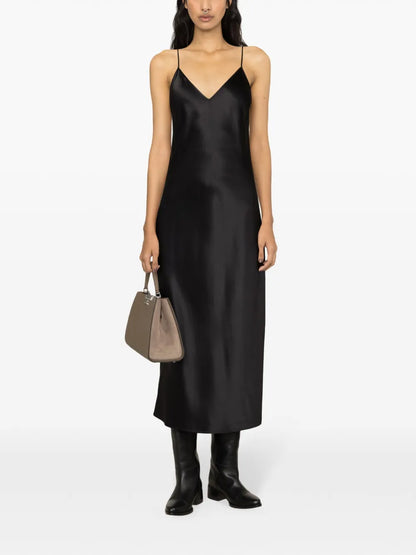 Clea Silk Satin Flared Dress