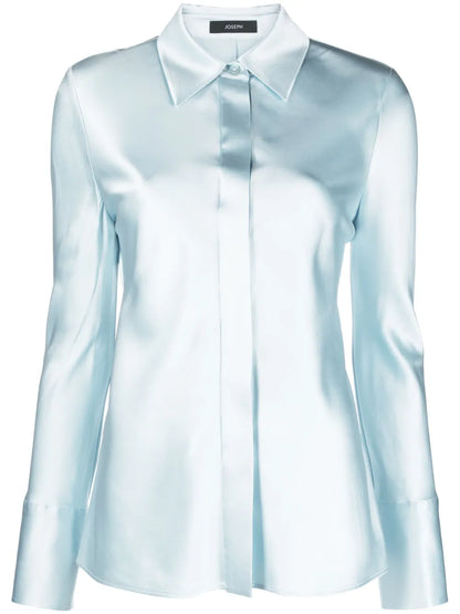 Satin-Finish Silk Shirt