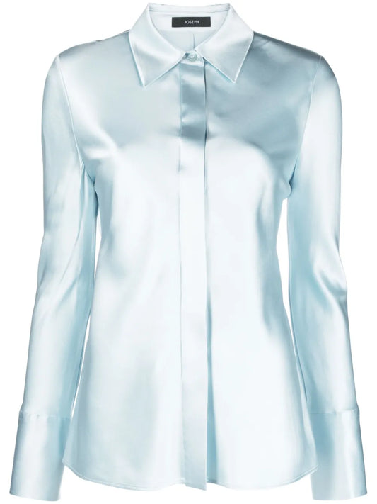 Satin-Finish Silk Shirt