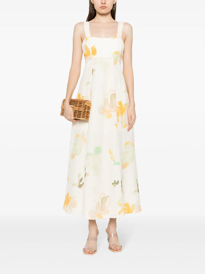 Tate Watercolour-Print Midi Dress
