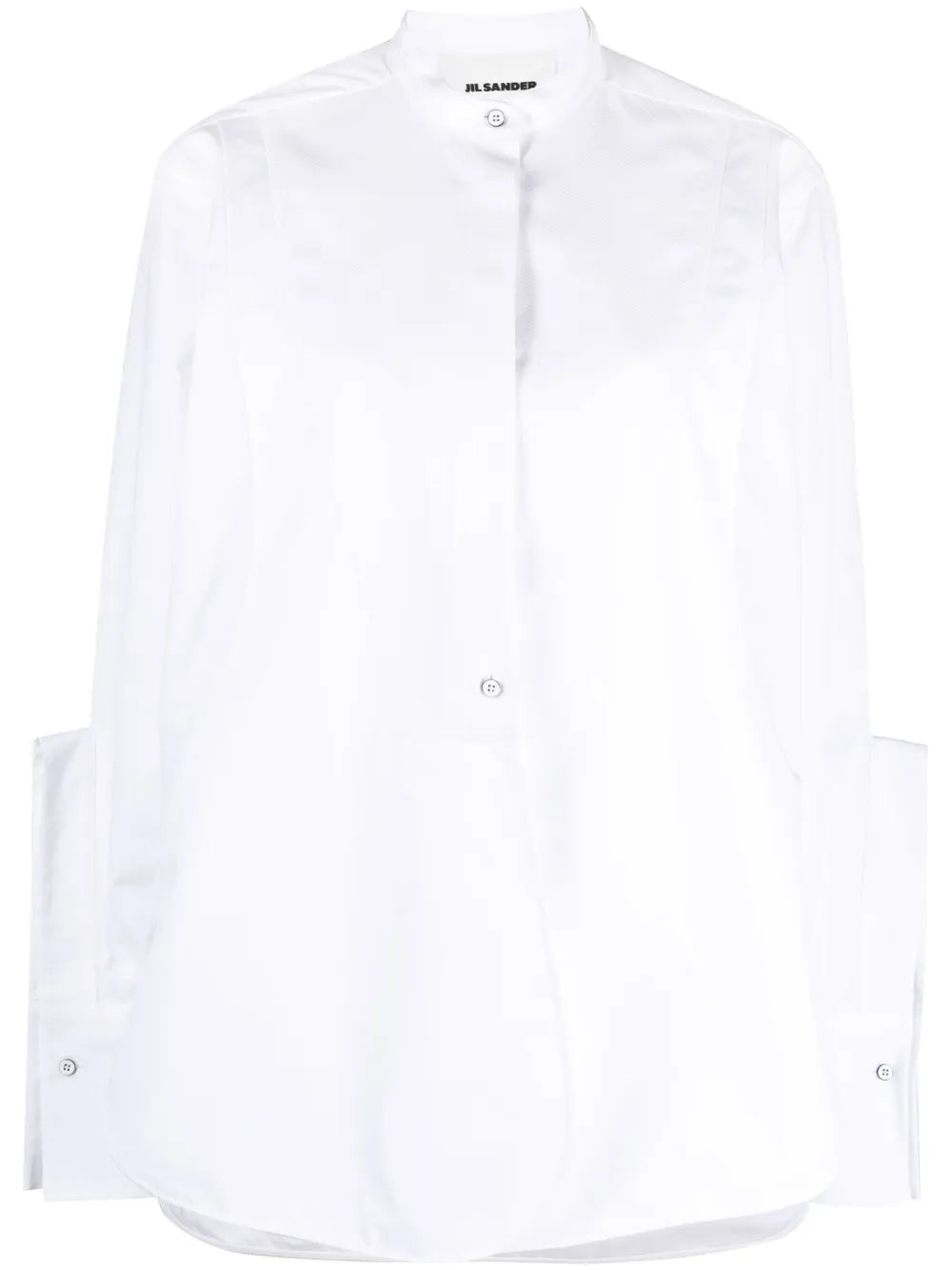 Band-Collar Panelled Cotton Shirt
