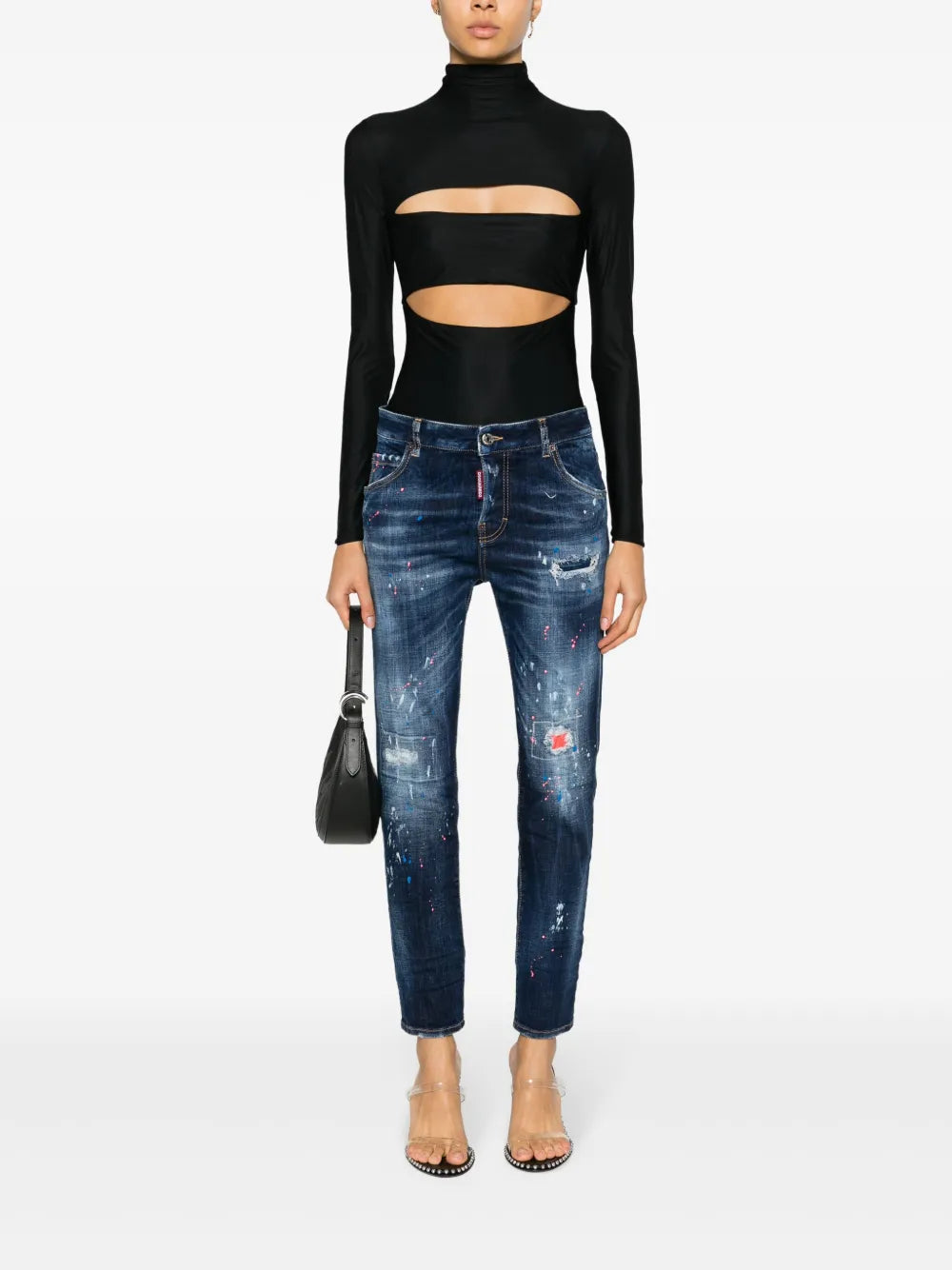 Paint Splatter Distressed Skinny Jeans