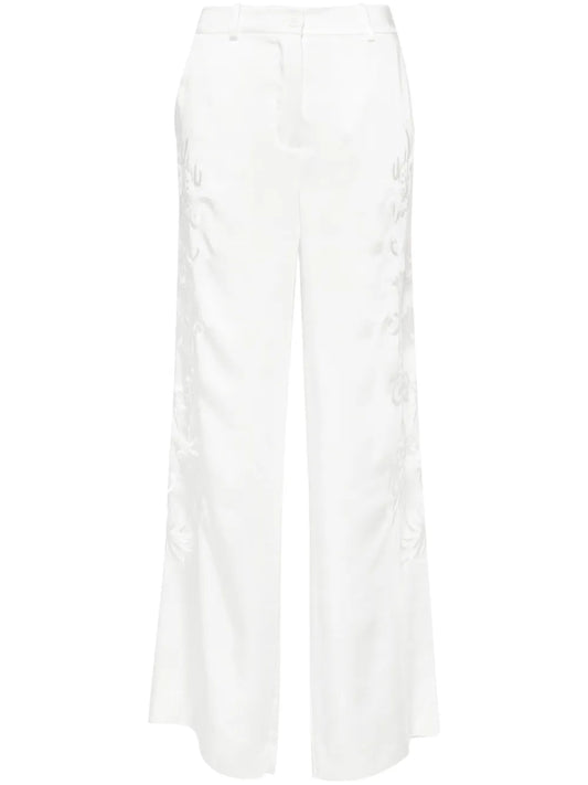 Dragon-Embroidered Straight Trousers