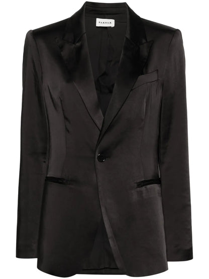 Dragon-Embroidered Satin Blazer