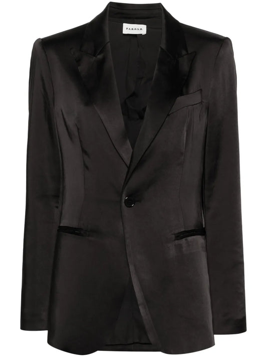 Dragon-Embroidered Satin Blazer