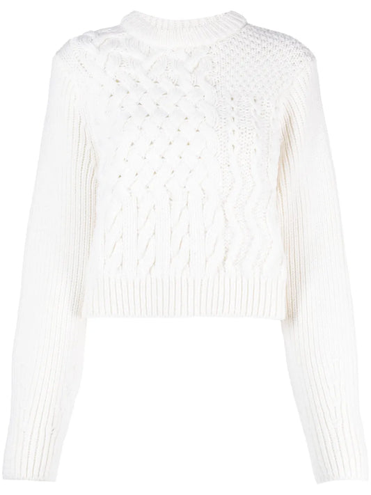 Cable-Knit Cropped Wool Jumper