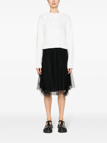 Cable-Knit Cropped Wool Jumper