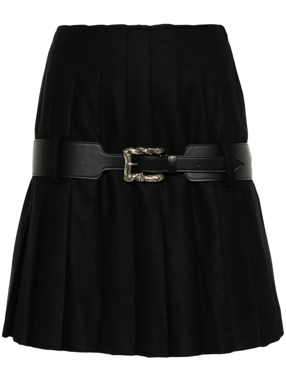 Restraint Pleated Wool Skirt