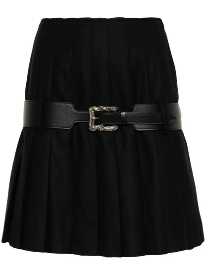 Restraint Pleated Wool Skirt