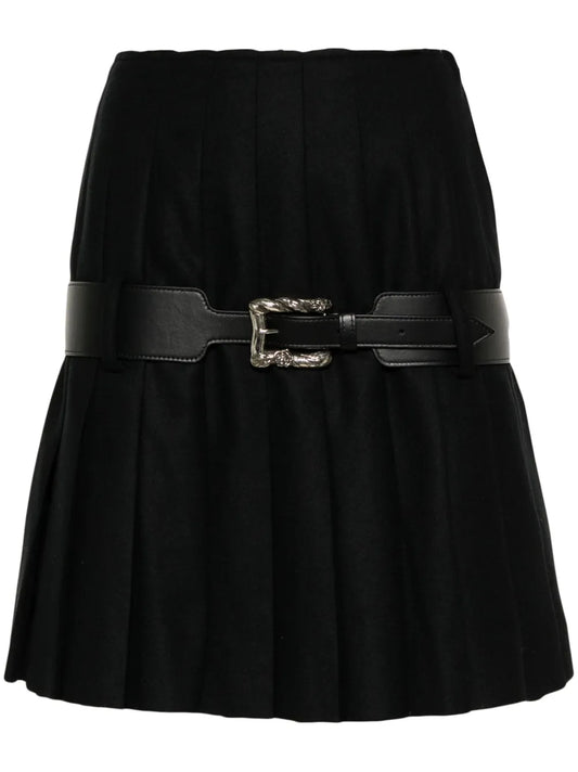 Restraint Pleated Wool Skirt