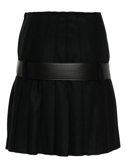 Restraint Pleated Wool Skirt